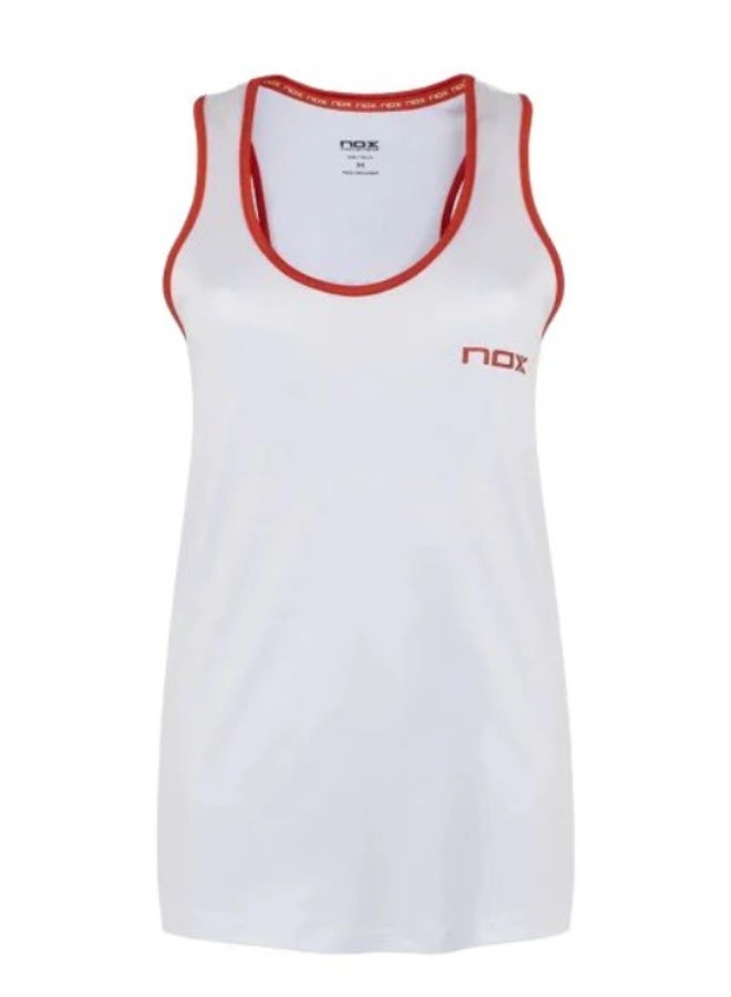 تيشيرت نوكس نسائي بدون أكمام فريق باللون الأبيض مع الشعار